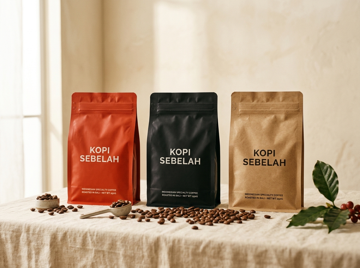 Kopi Sebelah — packaging lineup
